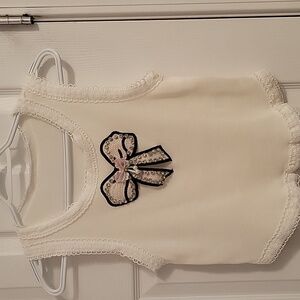 Cute embellished bow on white tank top!!